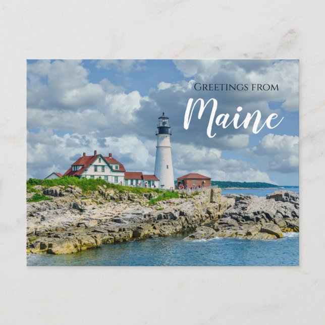 Greetings from Portland Maine Lighthouse Post Card (Front)