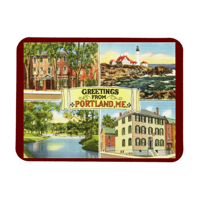 Greetings from Portland, Maine Vintage  Magnet (Horizontal)