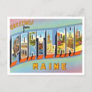 Greetings from Portland, Maine Vintage Travel Postcard