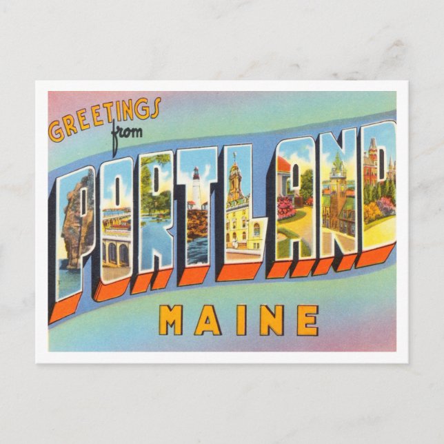 Greetings from Portland, Maine Vintage Travel Postcard (Front)