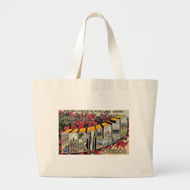 Greetings from Portland Oregon Large Tote Bag (Front)