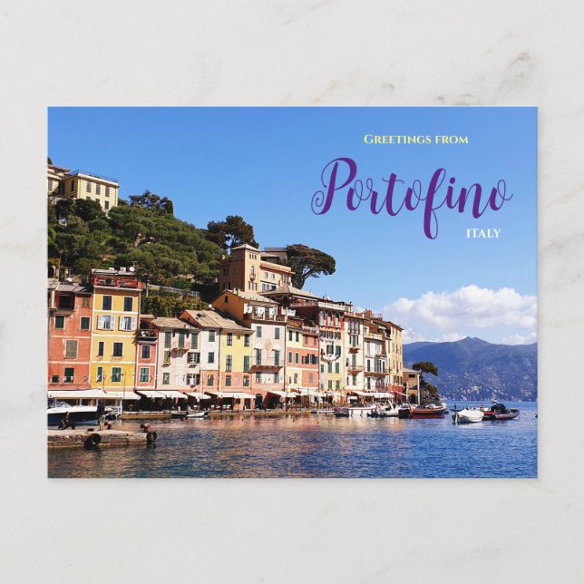Greetings from Portofino Italy Postcard   (Front)