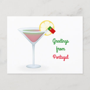 Greetings From Portugal Cocktail Holiday Postcard