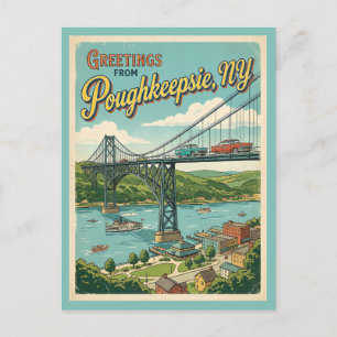 Greetings from Poughkeepsie NY Vintage Style Postcard