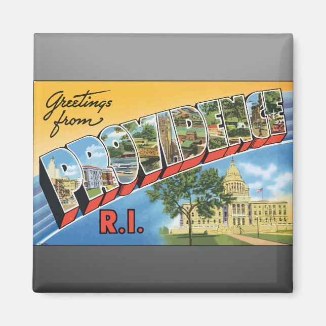 Greetings From Providence R.I., Vintage Magnet (Front)