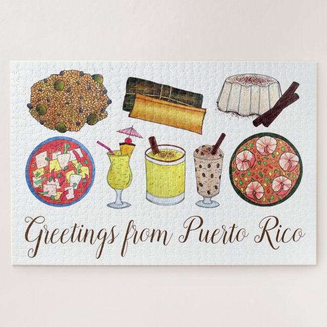 Greetings from Puerto Rico Carribean Island Foods Jigsaw Puzzle (Horizontal)
