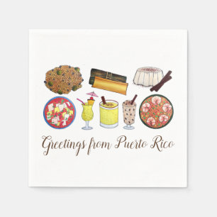 Greetings from Puerto Rico Carribean Island Foods Napkin