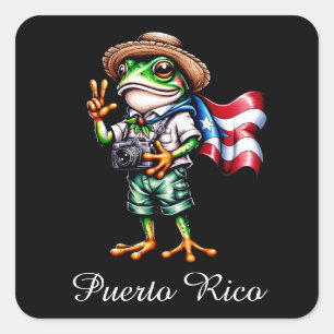 Greetings From Puerto Rico Coqui Frog Boricua  Square Sticker