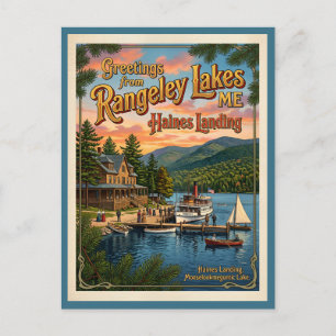Greetings from Rangeley Lakes Maine Vintage Style Postcard