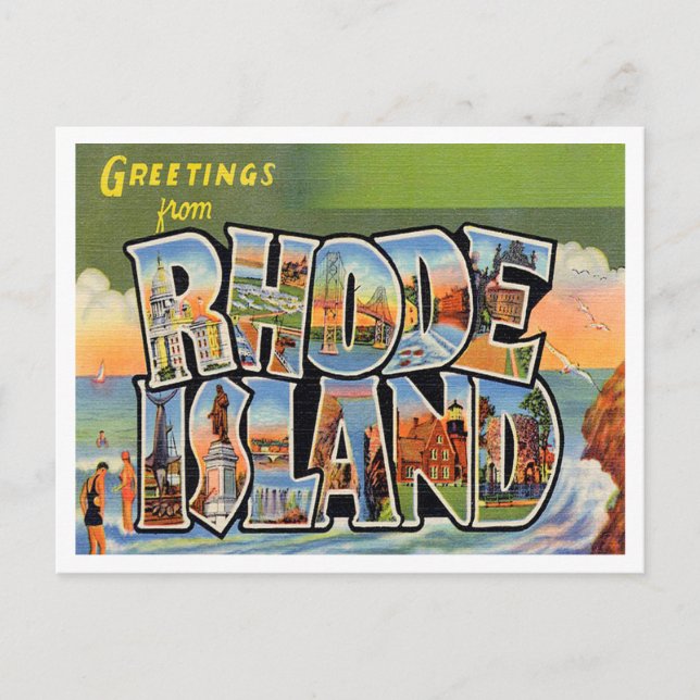 Greetings from Rhode Island Vintage Travel Postcard (Front)
