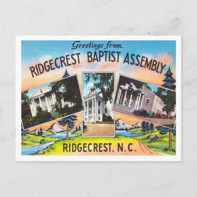 Greetings from Ridgecrest Baptist Assembly Postcard (Front)