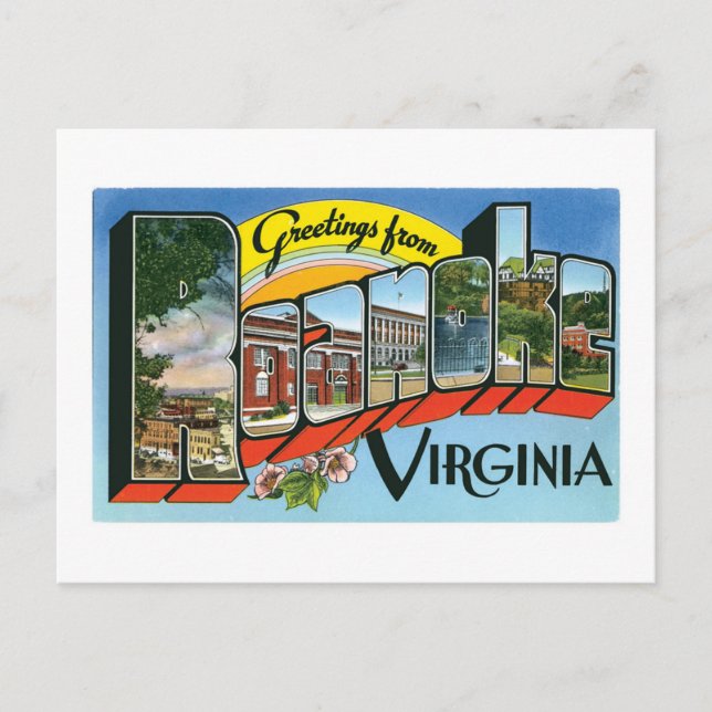 Greetings from Roanoke, Virginia! Retro Post Card (Front)