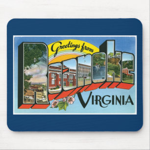 Greetings from Roanoke, Virginia! Retro Post Card Mouse Mat