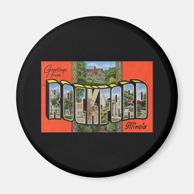 Greetings from Rockford Illinois Magnet (Front)