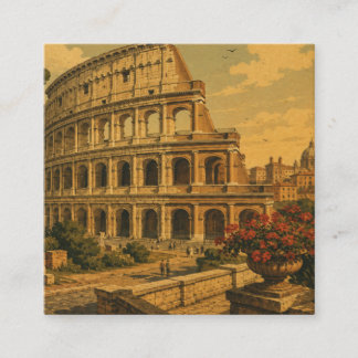 Greetings From Roma, Italy Vintage Travel Square Business Card