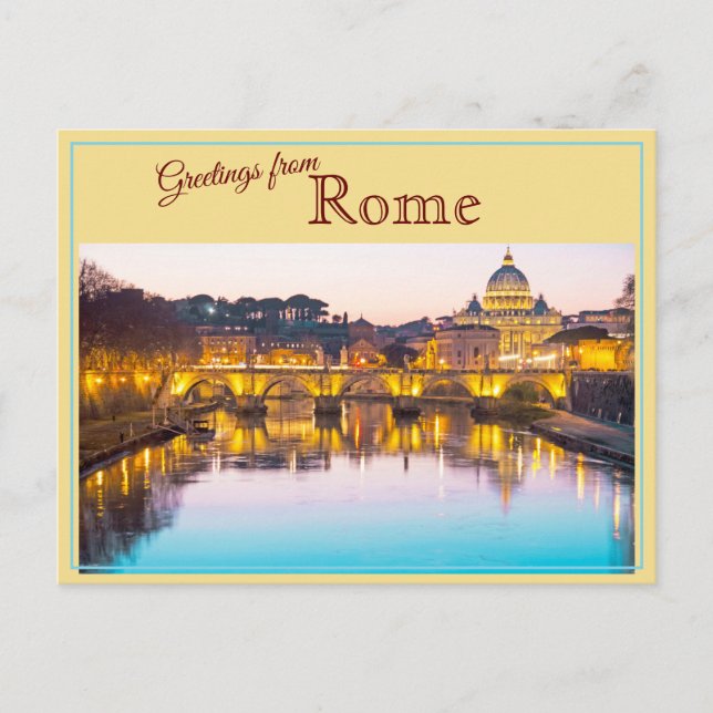 Greetings From Rome, Italy Vintage Postcard (Front)