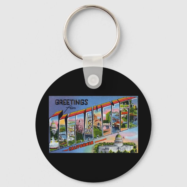 Greetings from Sacramento California Key Ring (Front)