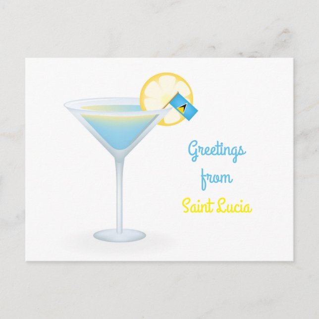 Greetings From Saint Lucia Cocktail Holiday Card (Front)