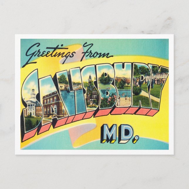Greetings from Salisbury, Maryland Vintage Travel Postcard (Front)