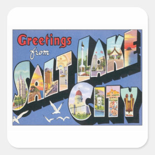 Greetings From Salt Lake City Utah Square Sticker
