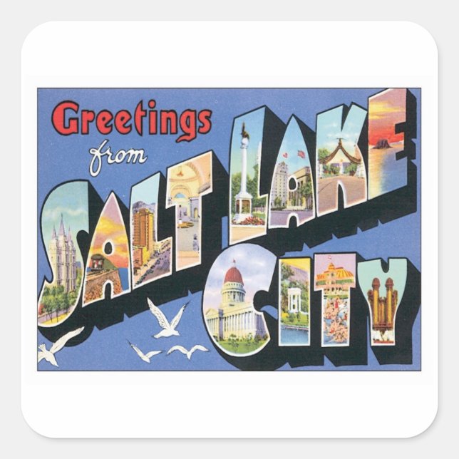 Greetings From Salt Lake City Utah Square Sticker (Front)