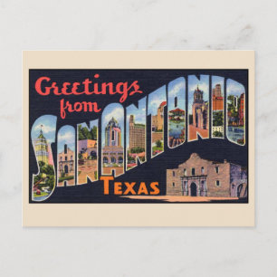 Greetings from San Antonio Large Letter Vintage Postcard
