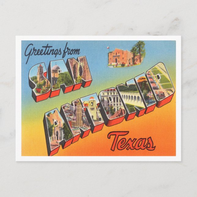 Greetings from San Antonio, Texas Vintage Travel Postcard (Front)