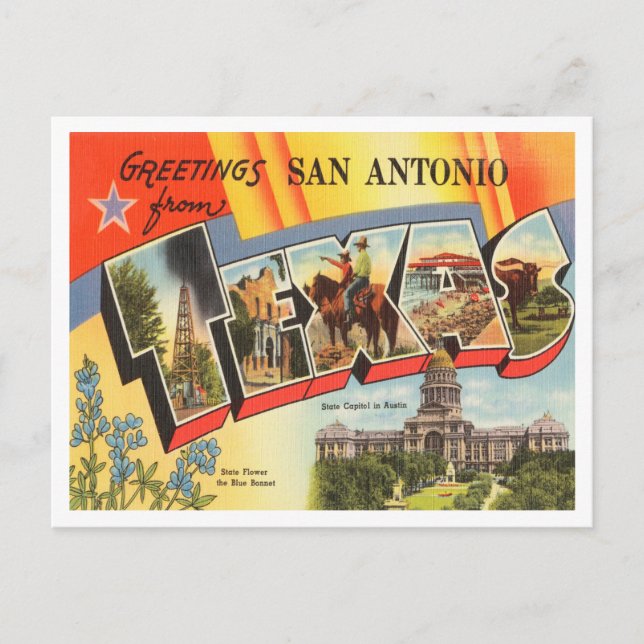 Greetings from San Antonio, Texas Vintage Travel Postcard (Front)