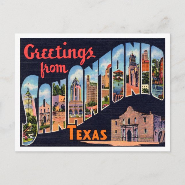 Greetings from San Antonio, Texas Vintage Travel Postcard (Front)