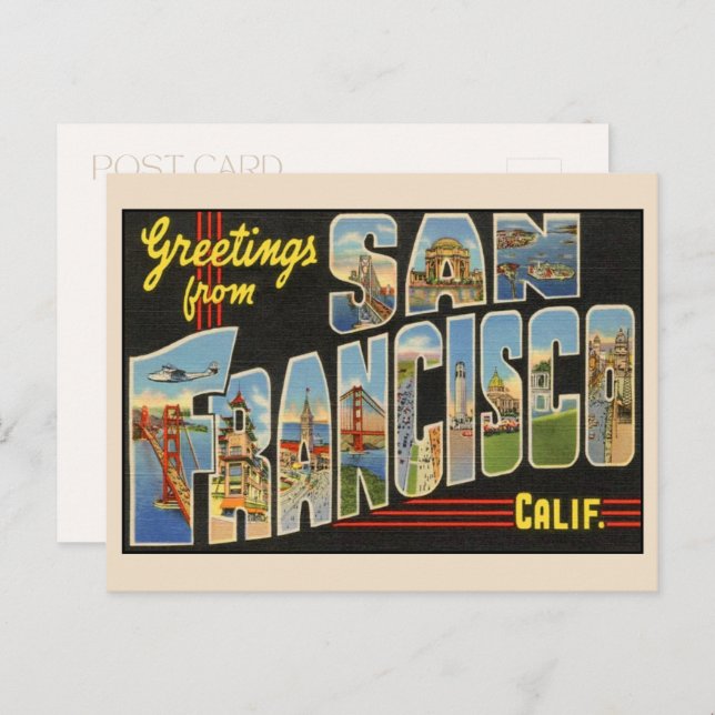 Greetings from San Francisco Large Letter Vintage Postcard (Front/Back)