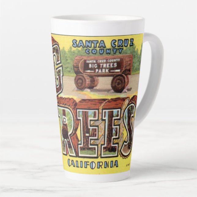 Greetings from Santa Cruz Big trees Latte Mug (Right Angle)