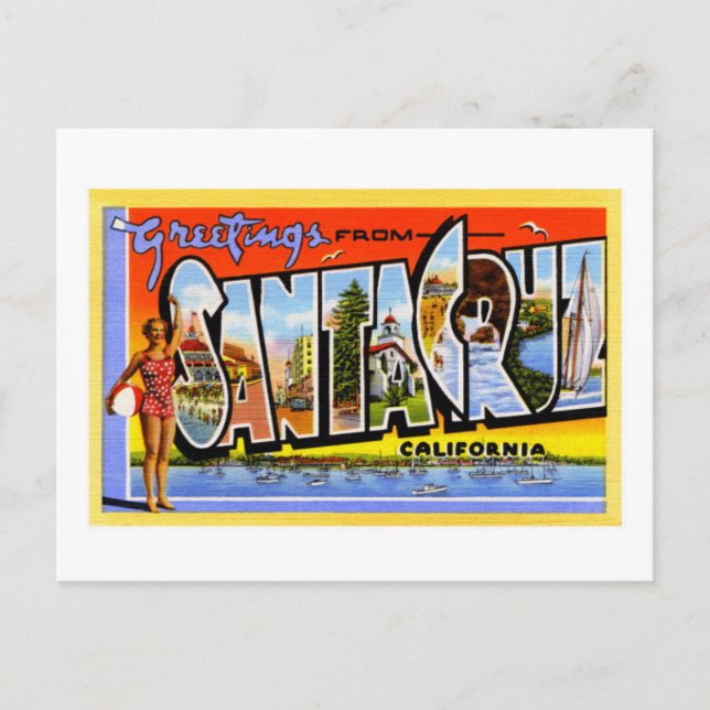 greetings from Santa Cruz  California Postcard (Front)