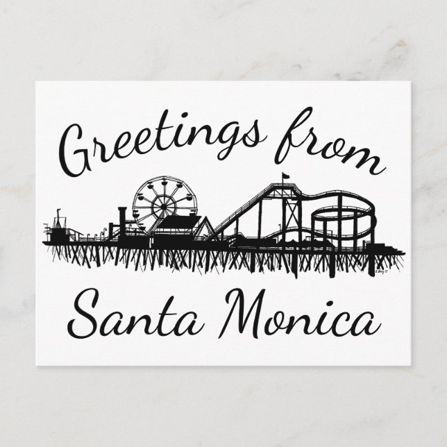 Greetings from Santa Monica California CA Pier Postcard (Front)
