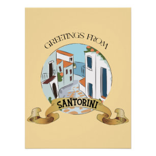 Greetings From Santorini Sign