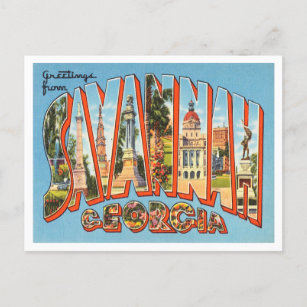 Greetings from Savannah, Georgia Vintage Travel Postcard