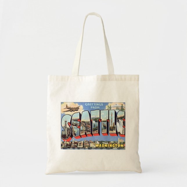 Greetings From Seattle, Washington USA Tote Bag (Front)