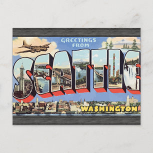 Greetings From Seattle Washington, Vintage Postcard