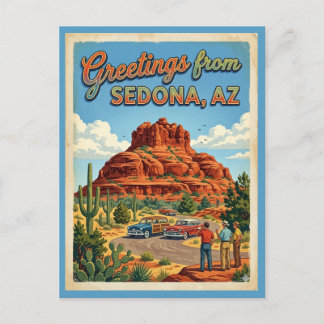 Greetings From Sedona Arizona Bell Rock Retro 1950 Postcard