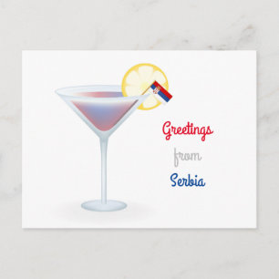 Greetings From Serbia Cocktail Holiday Postcard