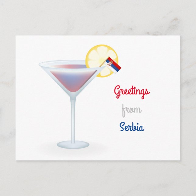 Greetings From Serbia Cocktail Holiday Postcard (Front)