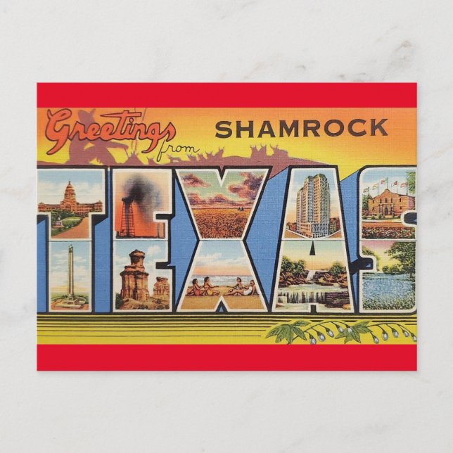 Greetings from Shamrock Texas Vintage Travel  Postcard (Front)