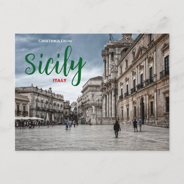 Greetings from Sicily Italy Scenic Postcard Italia (Front)