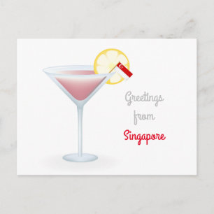 Greetings From Singapore Cocktail Holiday Postcard