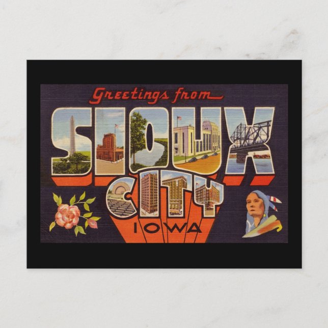Greetings from Sioux City Iowa Postcard (Front)