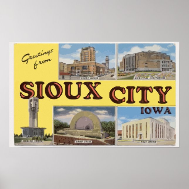 Greetings From Sioux City Iowa, Vintage Poster (Front)