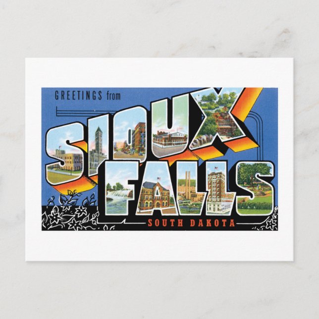 Greetings from Sioux Falls, South Dakota! Retro Postcard (Front)