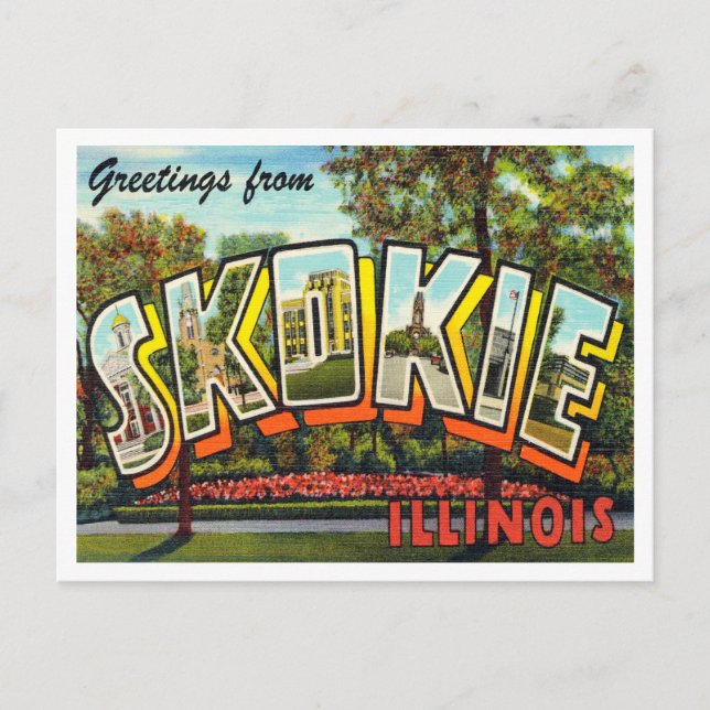 Greetings from Skokie, Illinois Vintage Travel Postcard (Front)