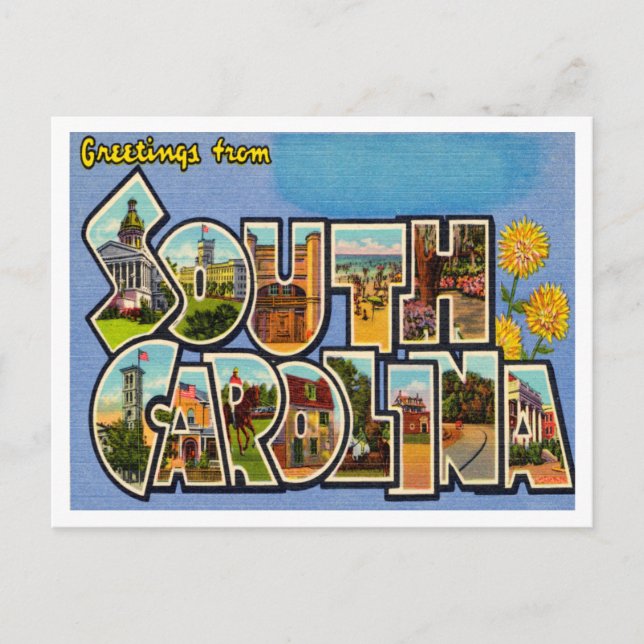 Greetings from South Carolina Vintage Travel Postcard (Front)