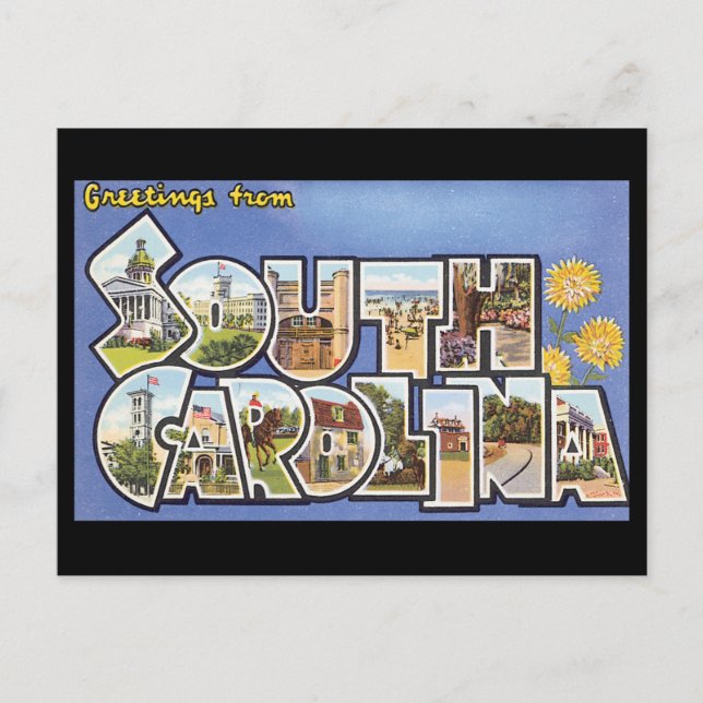 Greetings from South Carolina_Vintage Travel Postcard (Front)