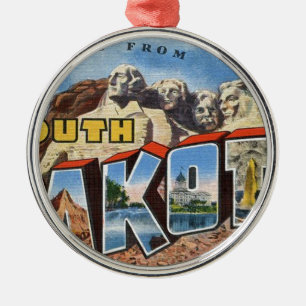 Greetings From South Dakota Metal Tree Decoration